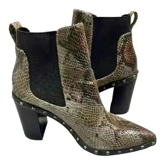 CHARLES BY CHARLES DAVID Duke Snakeskin Pattern Stud Detail Boots, Size 6.5 - Picture 4 of 7